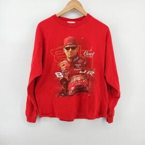 Winners Circle Men's Large Dale Earnhardt Jr. Long Sleeve T-Shirt Red Cotton